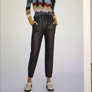 Avec Les Fillies sleek faux leather joggers. XS Dark brown.